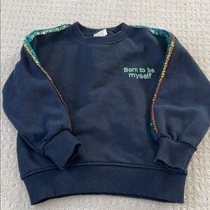Zara Navy Sweatshirt with Sequin Accents
